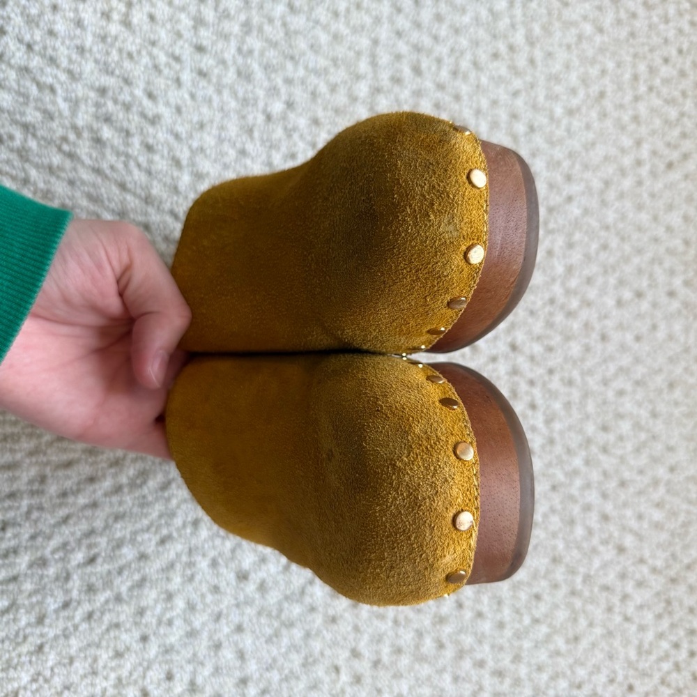 rag & bone Mustard Suede Shearling-Lined Clogs - Picture 11 of 12